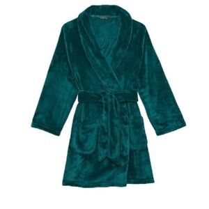 Victoria's Secret Plush Short Robe for Women Forest Green Size XS/S